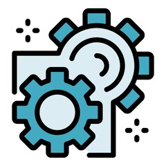 Poster - machine learning gear icon. outline machine learning gear vector icon color flat isolated