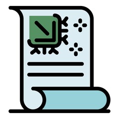 Poster - Ai learning paper icon. Outline ai learning paper vector icon color flat isolated