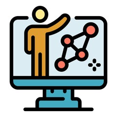 Poster - Ai smart monitor icon. Outline ai smart monitor vector icon color flat isolated