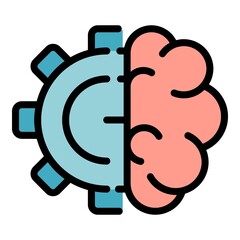 Poster - gear ai brain icon. outline gear ai brain vector icon color flat isolated