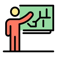 Poster - Ai learning lesson icon. Outline ai learning lesson vector icon color flat isolated