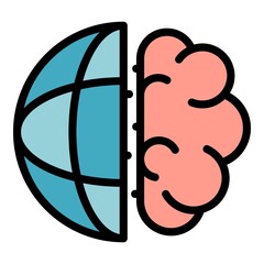 Poster - Global brain icon. Outline global brain vector icon color flat isolated