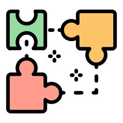 Sticker - Ai smart puzzle icon. Outline ai smart puzzle vector icon color flat isolated