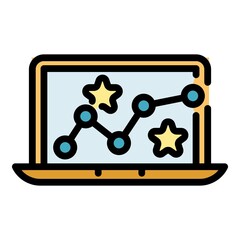 Poster - Laptop gaming icon. Outline laptop gaming vector icon color flat isolated