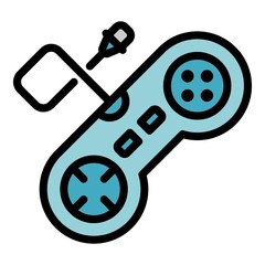 Poster - Wired joystick icon. Outline wired joystick vector icon color flat isolated