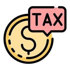 Poster - Tax money coin icon. Outline tax money coin vector icon color flat isolated