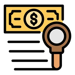 Poster - Money cash tax icon. Outline money cash tax vector icon color flat isolated