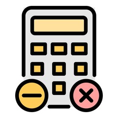 Poster - Office calculator icon. Outline office calculator vector icon color flat isolated