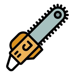 Poster - Electric chainsaw icon. Outline electric chainsaw vector icon color flat isolated