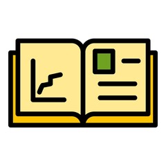 Poster - Brand open book icon. Outline brand open book vector icon color flat isolated