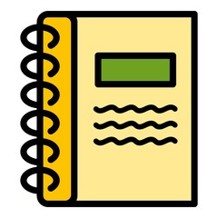 Poster - Carton notebook icon. Outline carton notebook vector icon color flat isolated