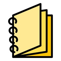 Poster - School notebook icon. Outline school notebook vector icon color flat isolated