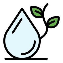 Poster - Drop and twig icon. Outline drop and twig vector icon color flat isolated