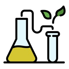 Poster - Flask and test tube icon. Outline flask and test tube vector icon color flat isolated