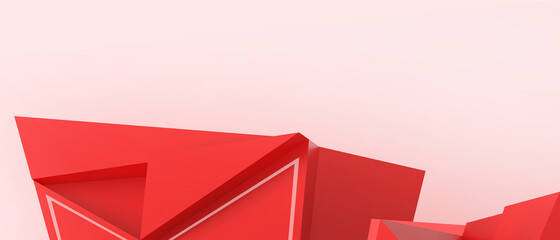 Aufkleber - Abstract Background. Geometric Shape and Success concept on Red. copy space, digital, banner, website -3d Rendering