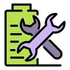 Poster - battery and wrenches icon. outline battery and wrenches vector icon color flat isolated