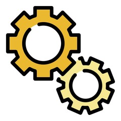 Poster - Gear mechanism icon. Outline gear mechanism vector icon color flat isolated
