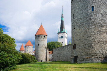 Poster - View of defensive city walls of Estonian capital - Tallinn