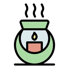 Wall Mural - Spa burning candle icon. Outline spa burning candle vector icon color flat isolated