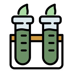 Poster - Herbal test tube icon. Outline herbal test tube vector icon color flat isolated