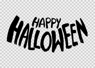 Happy halloween text banner with brush style isolated on png or transparent background, blank space for text,element template for poster,brochures, online advertising,vector illustration