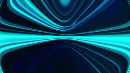 Poster - Blurry futuristic 3d render textures with changing shapes. Cosmic digital gradient of sound and magnetic waves. Vibrating decorative ornament of curved meditative space.