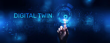 Digital Twin Industrial Process Modeling Software Technology Concept.