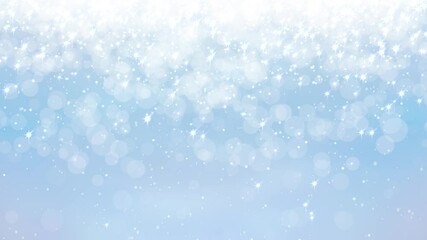 Wall Mural - Animated Christmas blue background with falling snowflakes and little starry sparkles