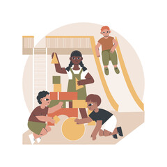 Poster - child friendly area abstract concept vector illustration. kid friendly area, welcome with children, 