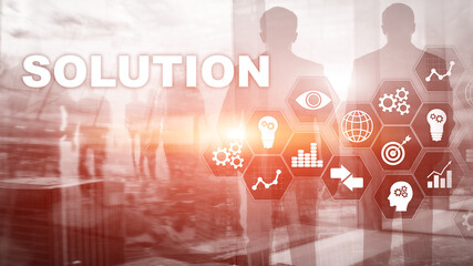 Wall Mural - business solutions, success and strategy concept. structuring virtual diagram of business process wi