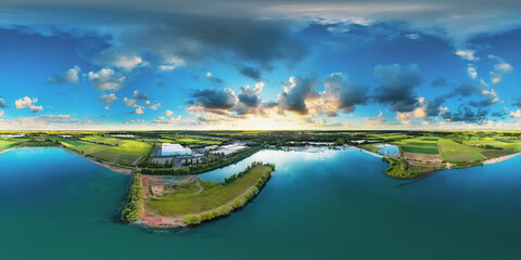 Wall Mural - lake near Gimbsheim Germany 360° x 180° airpano