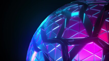 Poster - polygonal 3d render round frame with broken joints and cyber fractals. geometric futuristic ball wit