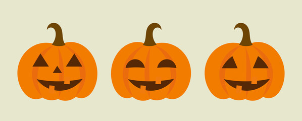 Wall Mural - halloween pumpkins jack o lantern icons.