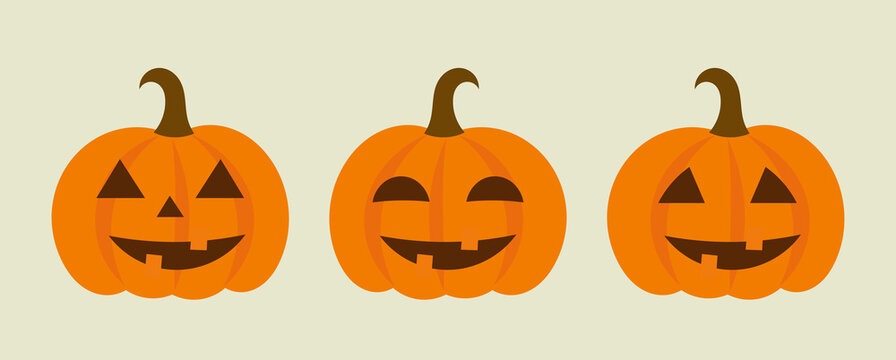 Halloween pumpkins Jack O Lantern icons.