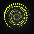 Golden Halftone Dots Spiral On Black Background