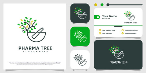 Wall Mural - Pharma tree logo with creative concept Premium Vector