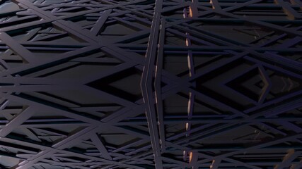 Poster - Longitudinal and crossed 3d render textures in shiny gradient style. Random intertwining roads in endless maze. Surface of ancient alien ship with energy flow diagram.