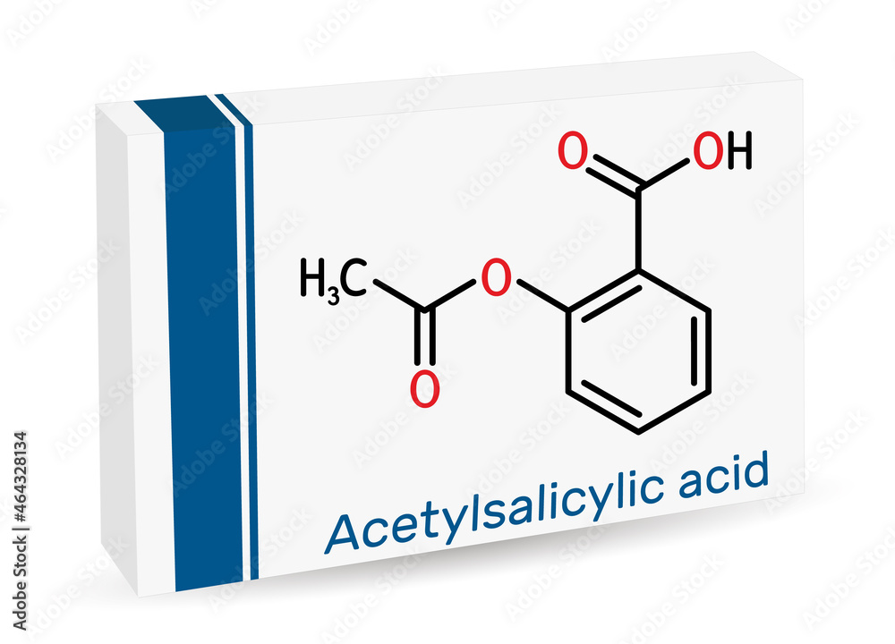 Acetylsalicylic acid, aspirin, ASA molecule. It is salicylate ...