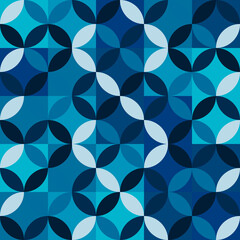 Aufkleber - Blue abstract petals and blue tiles. Vector simple pattern. Decorative and abstract background.