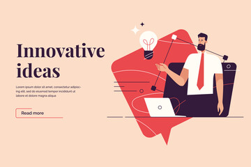 Vector illustration on the subject of creativity, generating innovative ideas, imagination and inspiration. Editable stroke