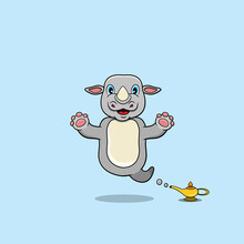 Cute And Funny Animals With Rhino. Genie Character. Perfect For Mascot, Logo, Icon, And Charachter Design.