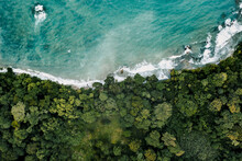 Top View Shot Of A Beautiful Island In Costa Rica, USA