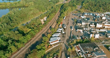 Wall Mural - Aerial panoramic view on of a industrial plant zone chemical factory production