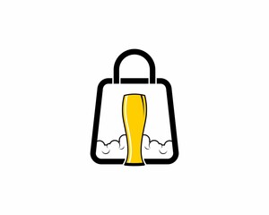 Poster - Shopping bag with beer glass in the middle