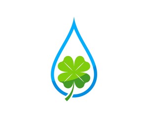 Poster - Simple water drop with leaf clover inside