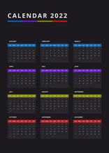 2022 Calendar Template Set For Corporate. Blue Calendar Planner Start From Sunday