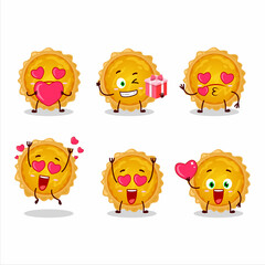 Sticker - Egg tart cartoon character with love cute emoticon