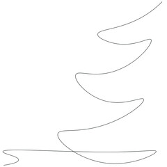 Wall Mural - Christmas tree silhouette on white background, vector illustration