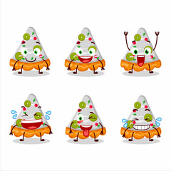 Sticker - Cartoon character of slice of fruit tart with smile expression