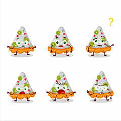 Sticker - Cartoon character of slice of fruit tart with what expression